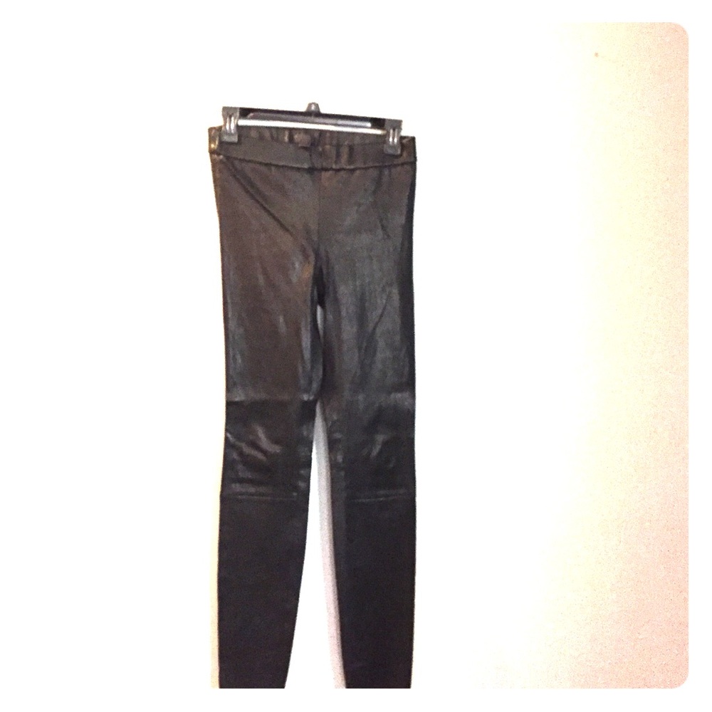 Size 4 J.Crew Collection Black leather leggings